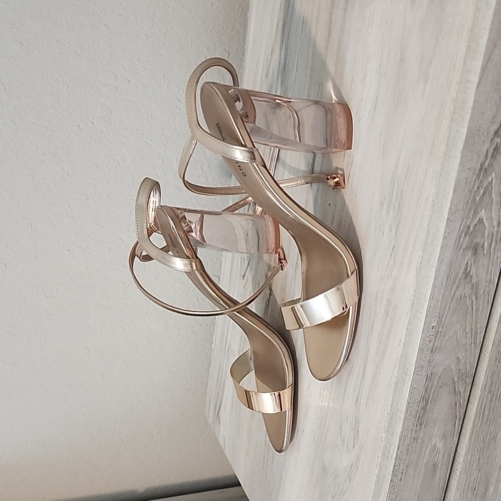 Women's Clear Chunky Heel Strapy Dressy Sandals